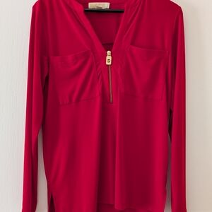 Michael Kors Vibrant Red Long Sleeve Blouse